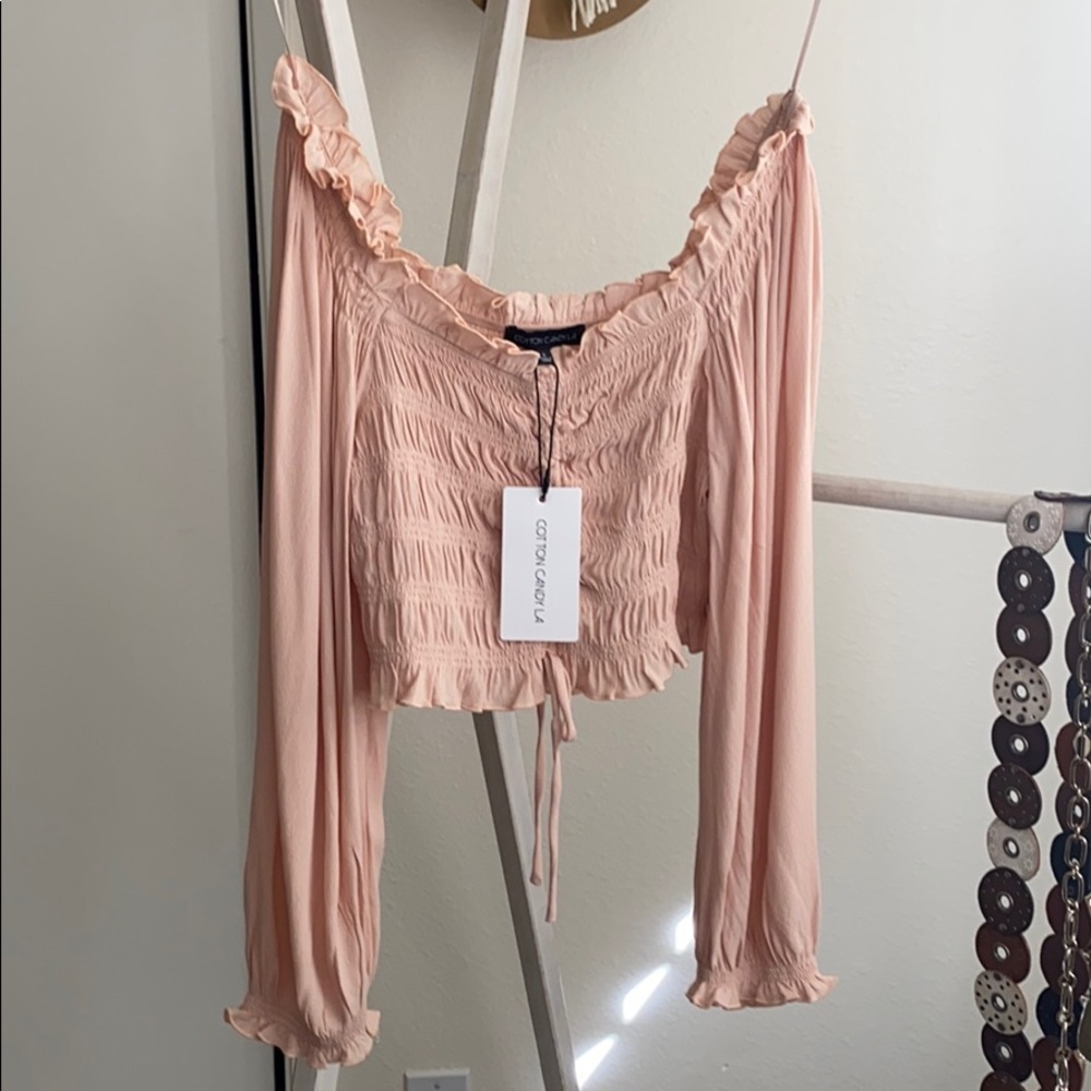 Blush Pink Blouse with Ruffle Detail